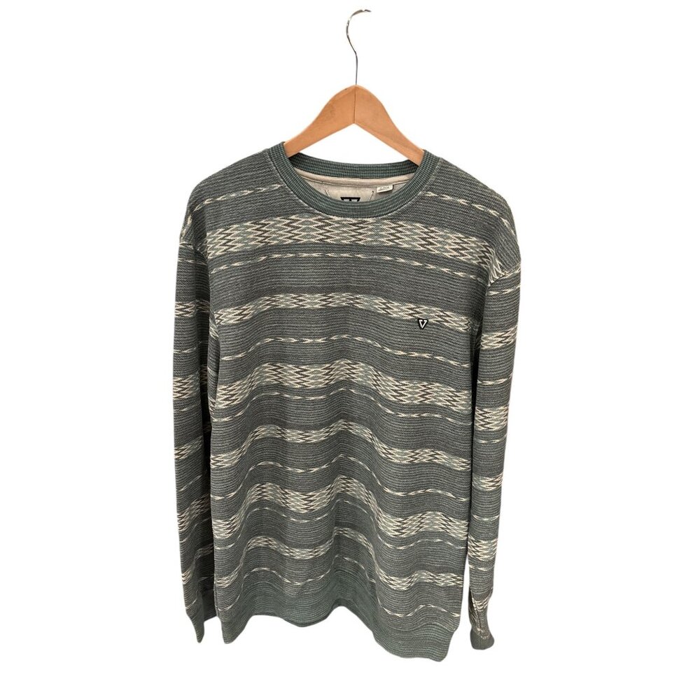 Vissla Mens Green & Beige Striped Sweater X-Large